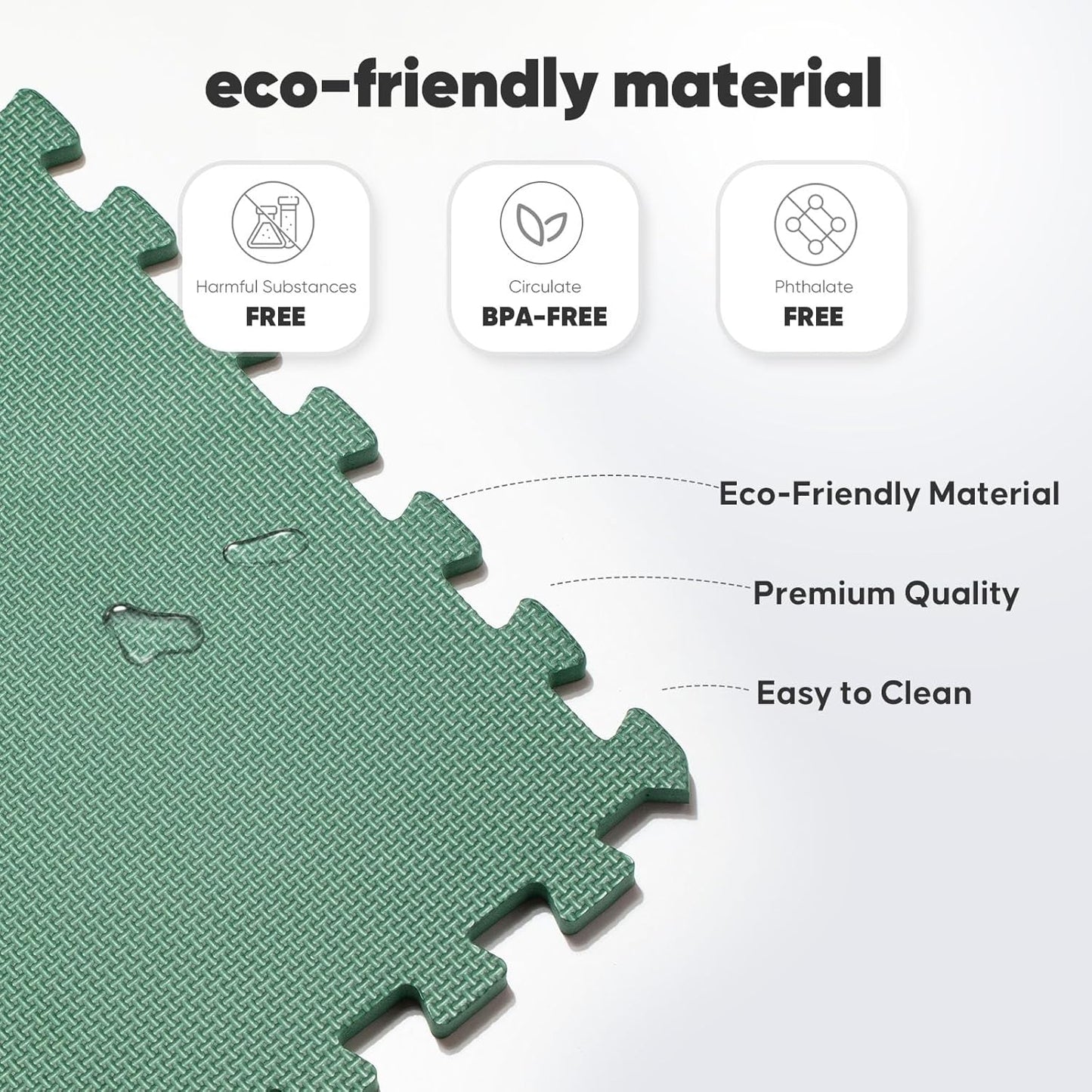 Home Gym Mat, Puzzle Exercise Mat, EVA Interlocking Foam Floor Tiles for Home Workout Equipment and Kids' Play Areas - Blue, 24 in x 24 in x ½ in - (Green, 16 Pack(64 SQ FT))