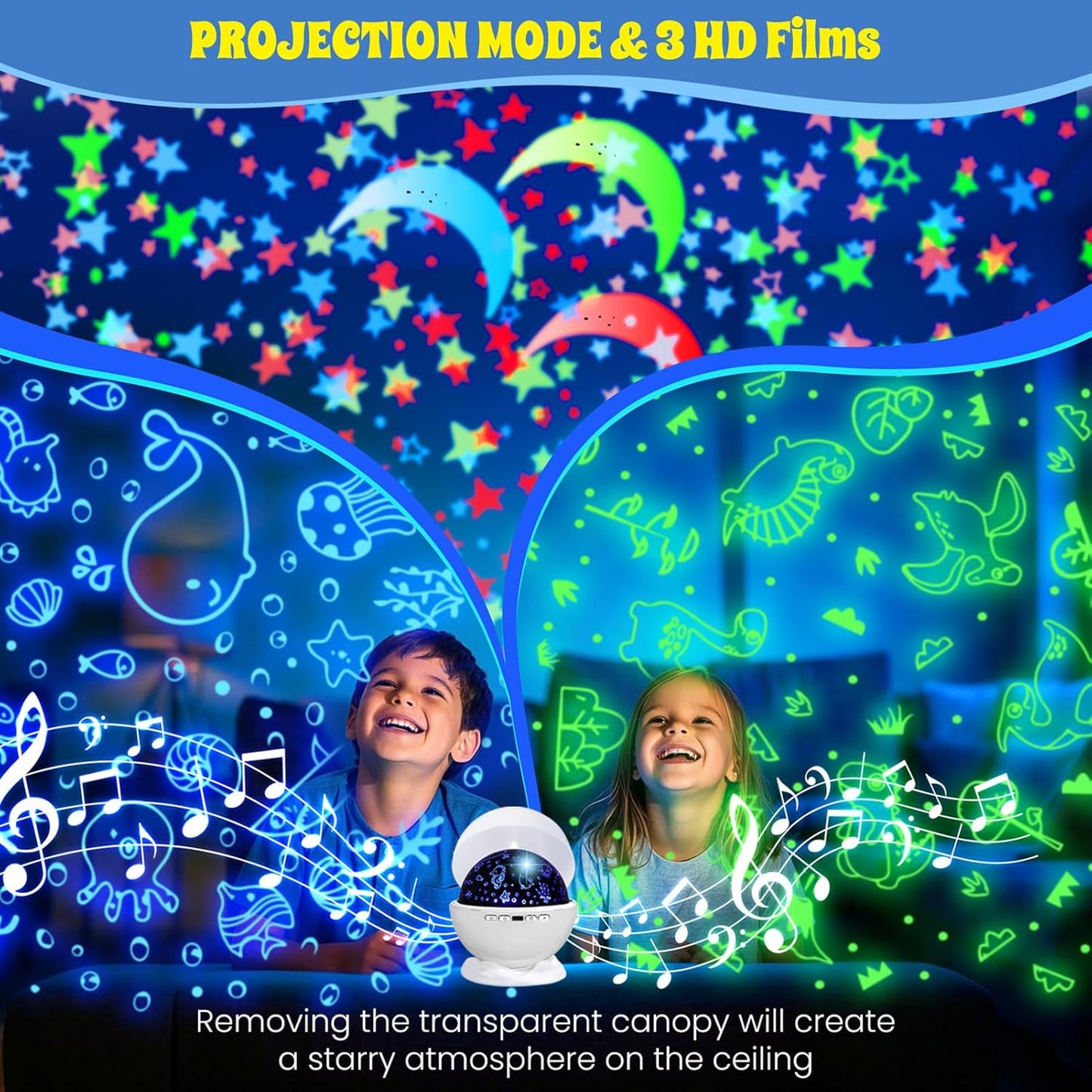 Night Light Projector, Night Light for Kids, Star Projector, 54 Light Color 360 Degree Rotation Kids Night light, Rechargeable Lamp for Bedroom, Light Projector Birthday Christmas Gifts for Boys Girls