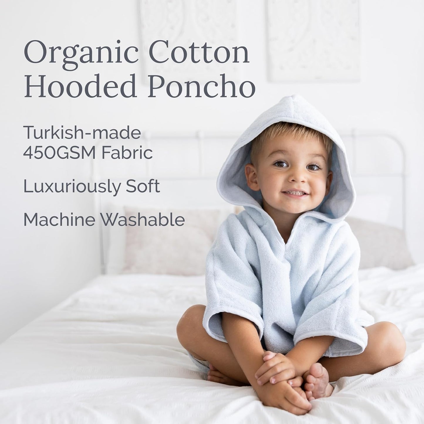 Natemia Towel Poncho Kids (Ochre) - 100% Organic Turkish Cotton - Machine Washable Poncho Towel for Girls, Boys- for Sensitive Skin - Toddler Hooded Beach Towels - Perfect Baby Registry Gift (2-3T)