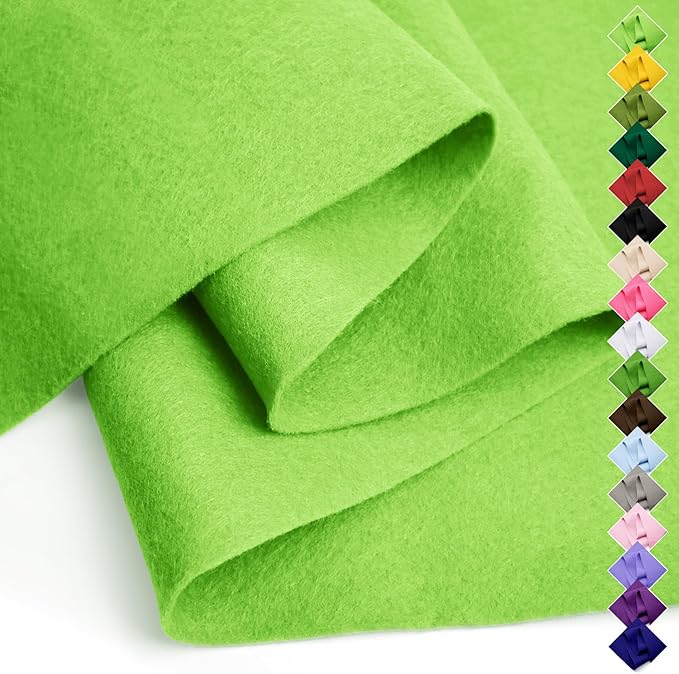 Soft Felt Fabric Sheet 18" x 36", 1.6mm Acrylic Craft Felt, Apple Green | Soft