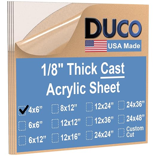 Duco Clear Cast Acrylic Sheets 1/8" Thick 4" x 6"