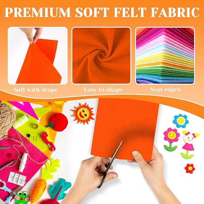 IONTACH 9" X 12" Soft Felt Sheets 1.6mm Thick | Felt Fabric