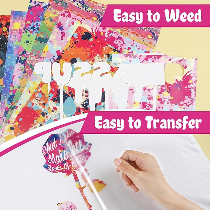 HTVRONT Splatter Heat Transfer Vinyl, 10 Sheets 12"x10" Paint Splatter HTV |