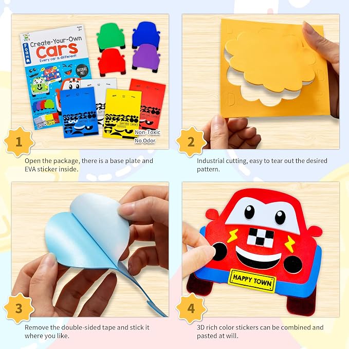 VKPI 4 Pieces EVA Foam Art Crafts Gift Kit, Creative Make Your Own Cars