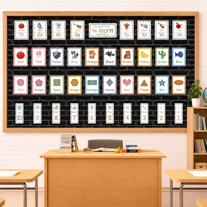 Black Brick Bulletin Board Roll Non-Woven Fabric Poster 16in X 12ft | Back to