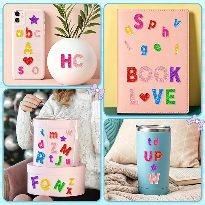 469 Pcs Glitter Foam Stickers, Letter Shapes Stickers, 7 Sheets Colorful 3D
