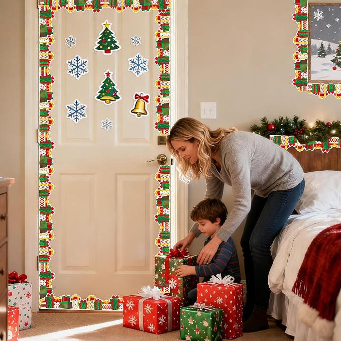 69 Feet Christmas Gift Box Border Red Green Bulletin Board Border Trim