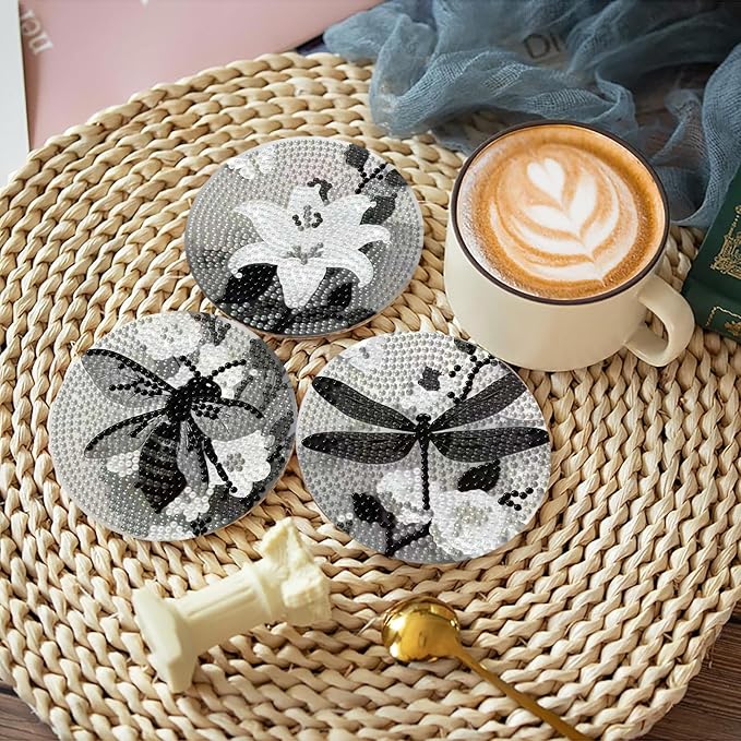 Clendo 8 Pcs Gothic Diamond Art Coasters Kit