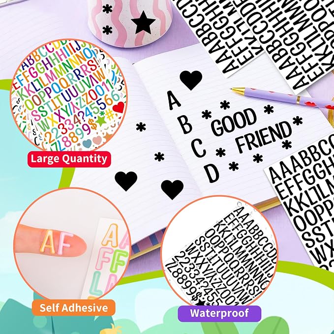 Letter Stickers 1 inch, Self-Adhesive Vinyl Waterproof ABC Letter Stickers
