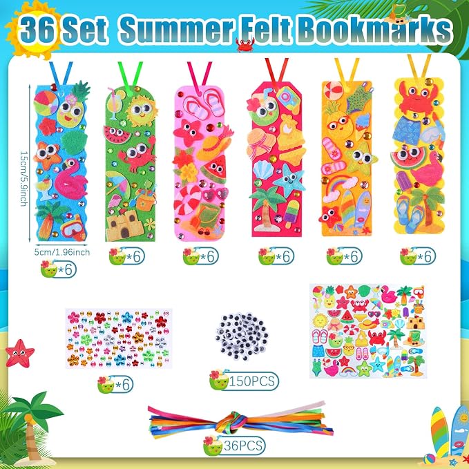 Capoda Summer Bookmark Craft Kits Felt DIY Make Your Own Bookmark