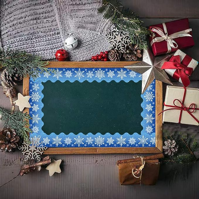 69 Feet Winter Snowflake Bulletin Board Borders, Scalloped Borders Bulletin