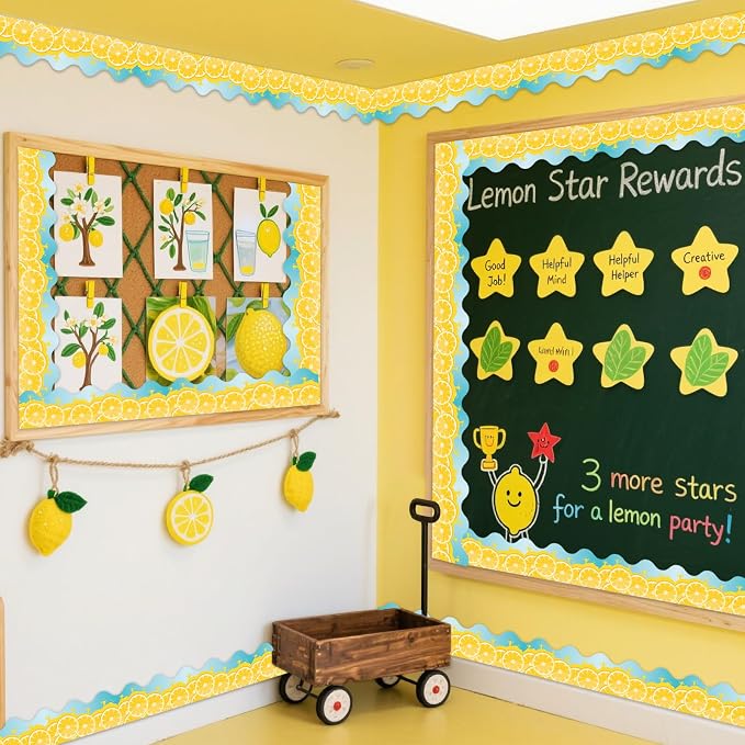 69 Feet Lemon Zest Border Bulletin Board Summer Lemon Slices Juice Scalloped