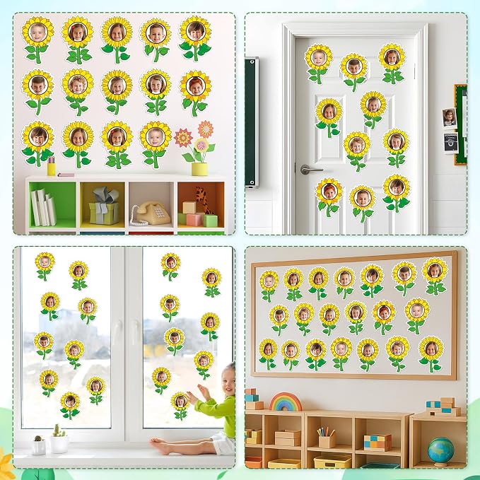 60pcs Sunflower Theme DIY Cutouts Sunflower Bulletin Board Decoration Set