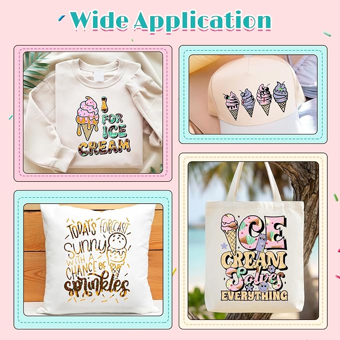 HTVSTD Ice Cream HTV Heat Transfer Vinyl 10Sheets 12×10in Iron on Vinyl | Ice