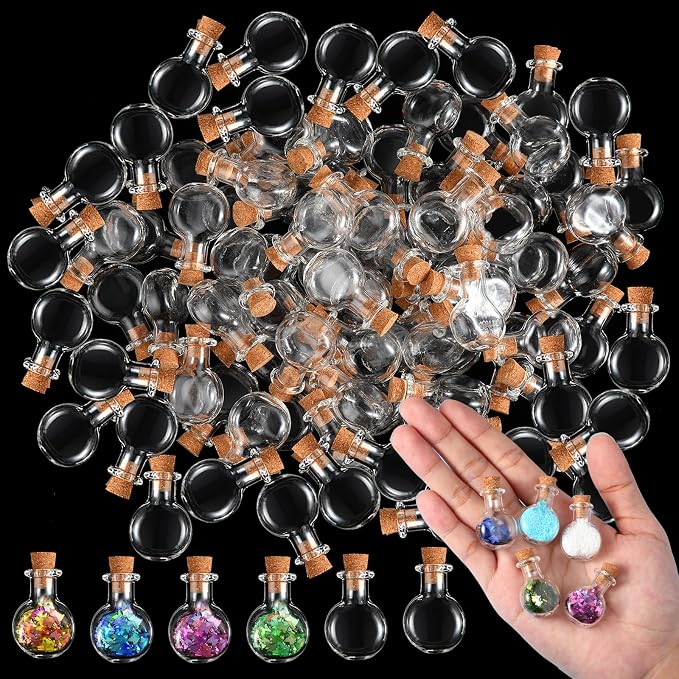 Zhehao 100 Pcs 2 ml Mini Glass Bottles Jars
