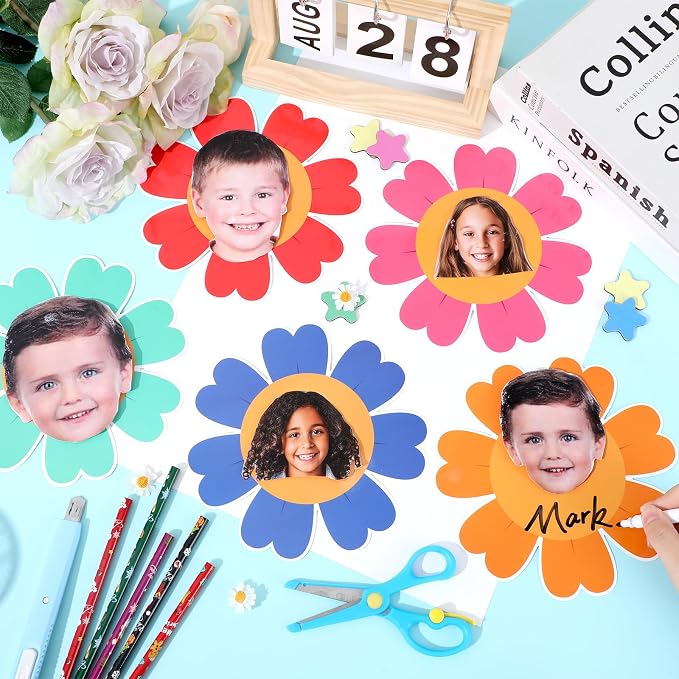160Pcs Colorful Flower Cutouts Back to School Bulletin Board Decoration Set