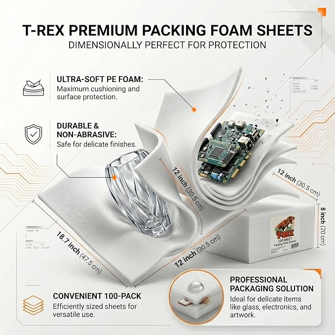 100 Pack Foam Sheets 7.87"x12" 1/16" Thick
