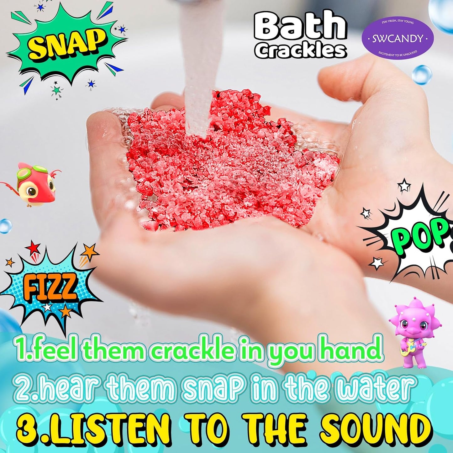Bath Crackles for Kids 12 Pack, Toddler Bath Toys Nontoxic & Fragrance-Free a Unique Kids, Swirl Water for Fizzy Fun Easter Basket Stuffers
