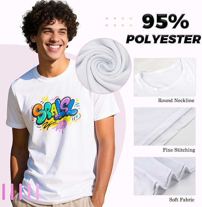 Joyclub White T Shirts Polyester Bulk Sublimation Blanks Wholesale Unisex Crew