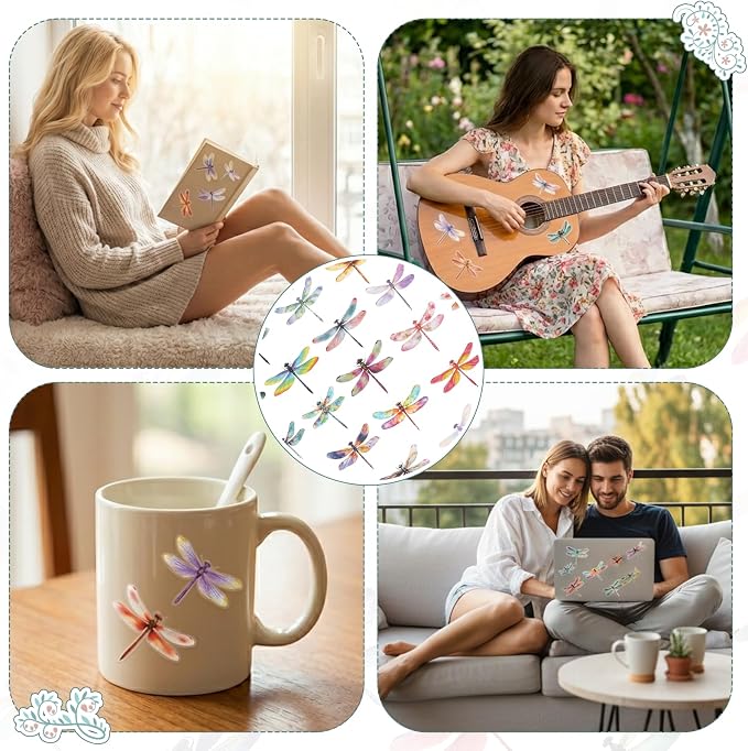 50Pcs Transparent Dragonfly Stickers