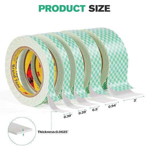 3M Double Sided Foam Tape 0.75" x 10Ft White 4026 Double Coated Urethane