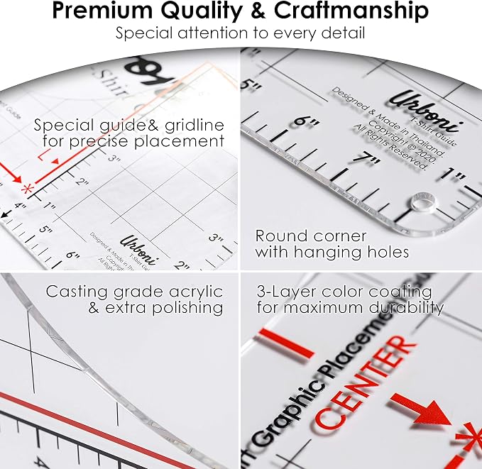 Tshirt Ruler Guide for Vinyl Alignment, Shirt Measurement Tool Placement Center