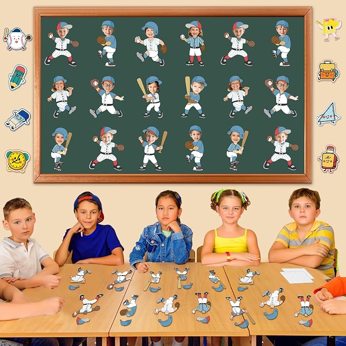 OBUSATT 60 Pcs Baseball Player Theme Cutouts Baseball Bulletin Board Decoration