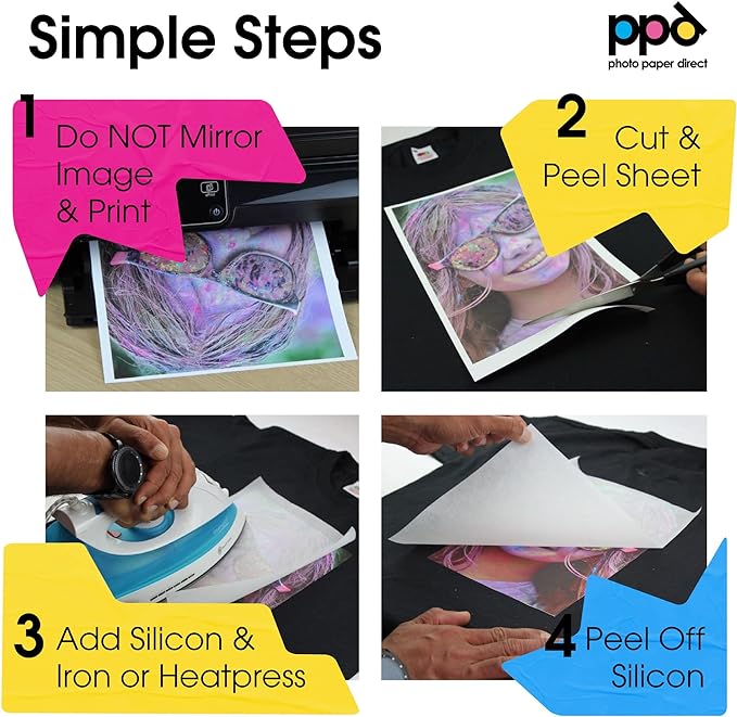PPD 100 Sheets 8.5x11" Iron-on Heat Transfer Paper Dark Fabrics Inkjet |