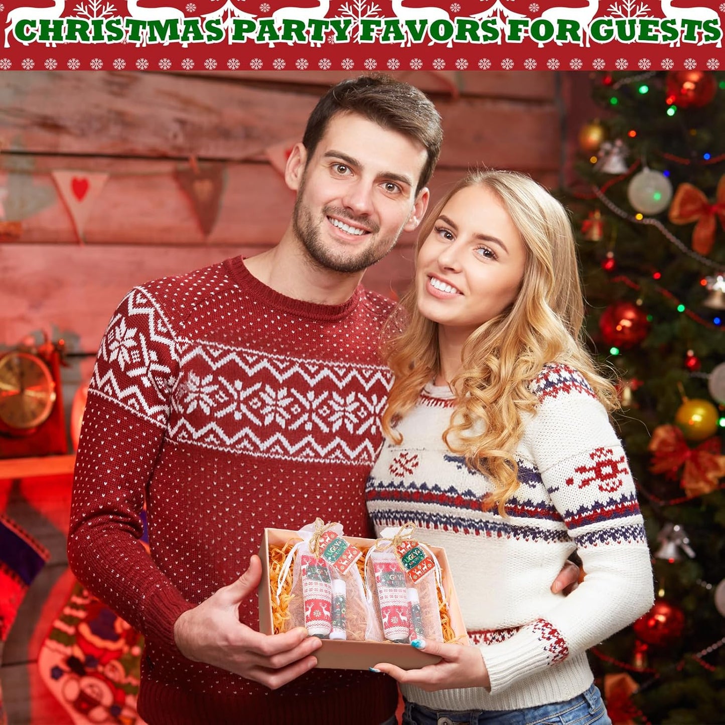 24 Sets Christmas Ugly Sweater Baby Shower Hand Cream and Lip Balm Gift Christmas Party Favors Travel Size Hand Lotion and Lip Balm Bulk Winter Wedding Bridal Shower Party Supplies for Guest