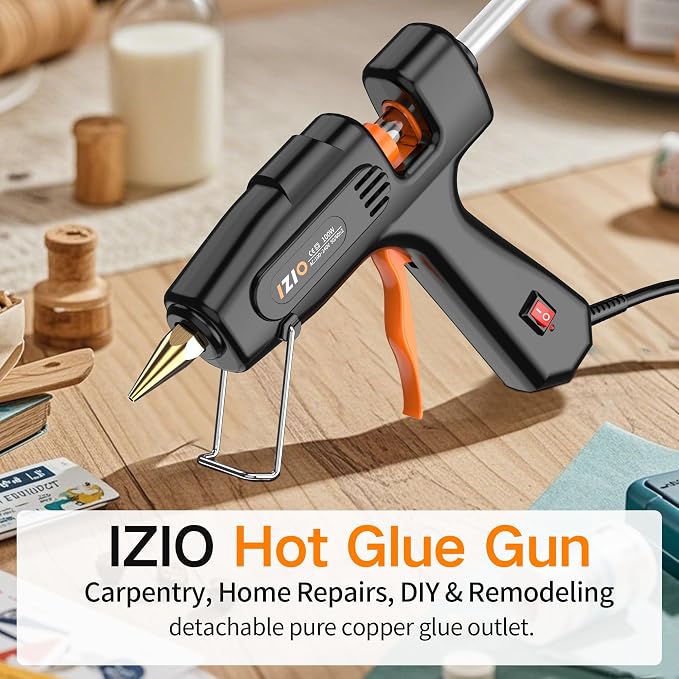 IZIO Hot Glue Gun with 21 Glue Sticks7/16") &Storage Pouch - 100W Fast Heating
