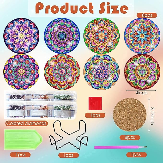 ijbnhd Mandala Diamond Painting Coasters Kit
