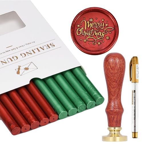 Yoption Wax Seal Kit, Merry Christmas Wax Seal Stamp, Christmas Cards, Wine