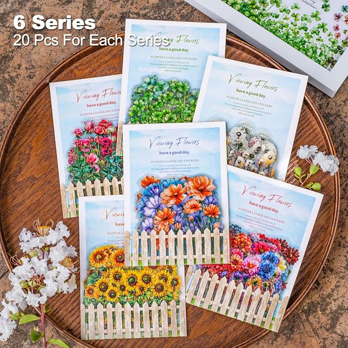 AurriiLeaf Viewing Flowers PET Sticker Set, Journaling, DIY Projects, and Art