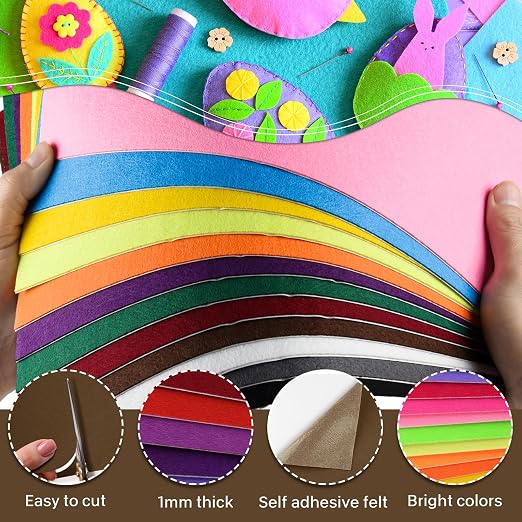 Morcheiong 12 Pcs Self Adhesive Felt Sheet Soft Felt Sheets