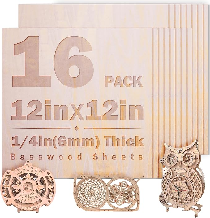 16 Pack Basswood Sheets 1/4 inch, 6mm Basswood