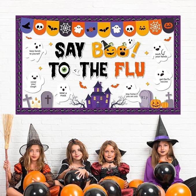 Halloween Ghost Bulletin Board Halloween Healthy Classroom Decorations Set Flu