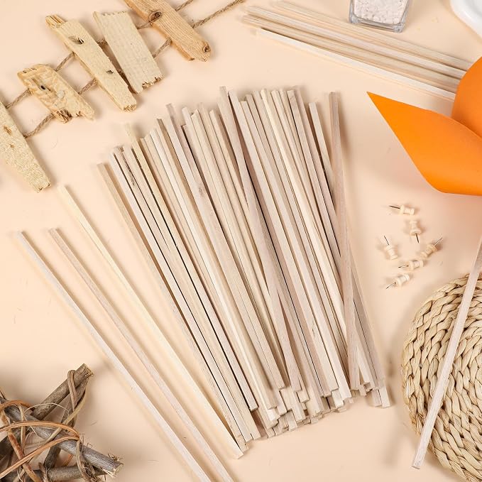 140-Pack Balsa Wood Sticks 1/4" x 12" Square Dowel Rods