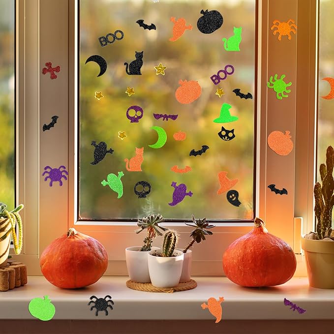 240Pcs Halloween Foam Stickers Glitter Self-Adhesive Craft Stickers