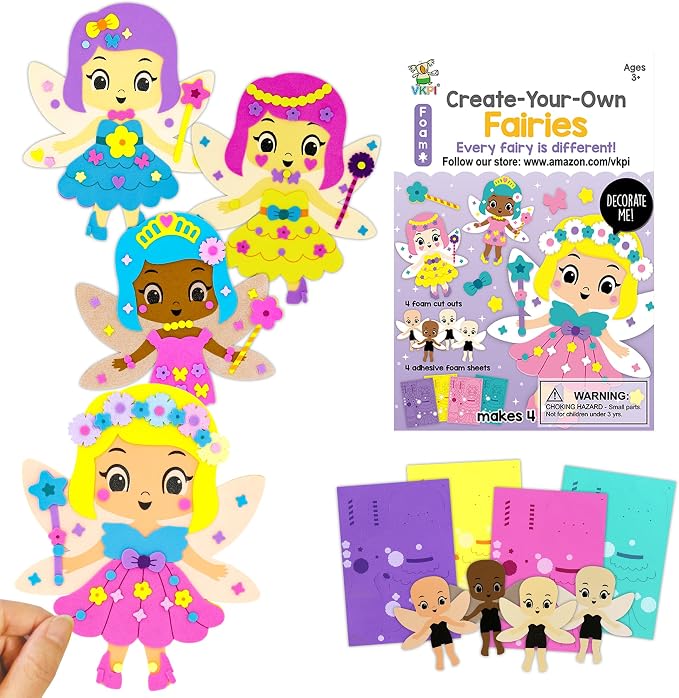 VKPI 4 Pieces EVA Foam Art Crafts Gift Kit, Creative Make Your Own Fairies