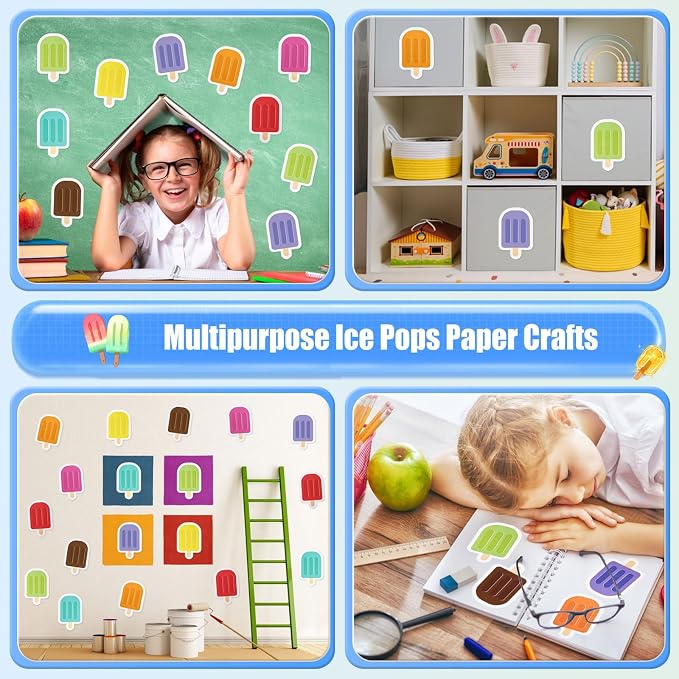 MixTeach 48 Pieces Ice Cream Cutouts Ice Pops Paper Cutouts Summer Bulletin