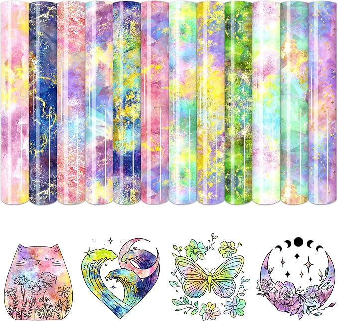 HTVSTD Opal Glitter HTV Heat Transfer Vinyl 12Sheets 12×10in Iron on Vinyl |