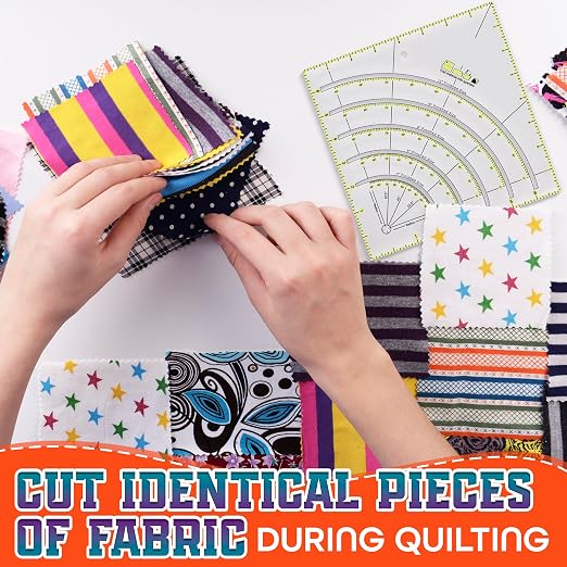 8.1 x 8.1 Inch Precision Slotted Quilting Ruler – 1/8" Grid Lines Transparent