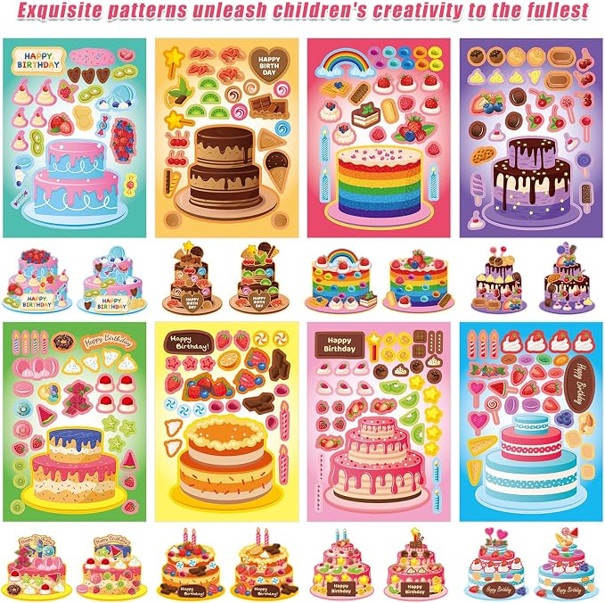 32 Sheets Create Cake of Dreams Stickers, Make Your Own Cake Stickers