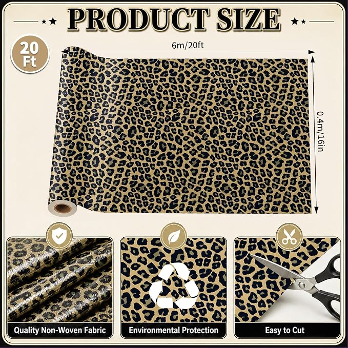 Leopard Print Bulletin Board Roll Non-Woven Fabric Poster 16in X 20ft | Back to