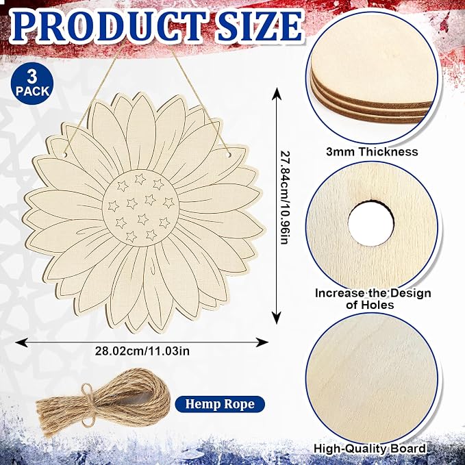Large 12" Wooden Spring Ornaments to Paint Star Crafts, DIY Blank Unfinished