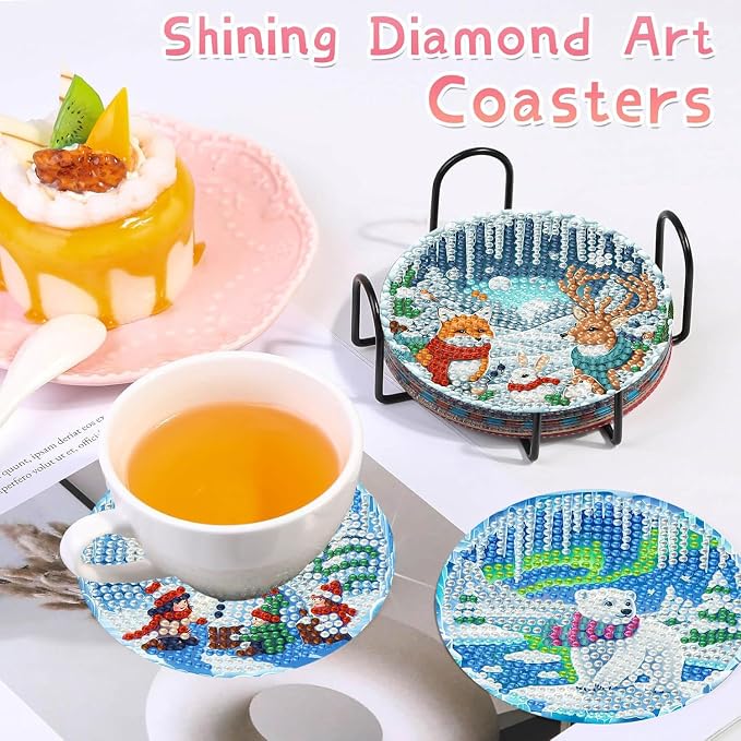 Benjenes 8PCS Diamond Art Coasters Kit