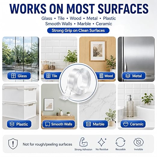 Double Sided Tape Heavy Duty, Nano Clear Mounting Tape, Picture Hanging Poster