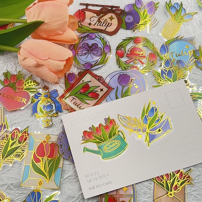 50Pcs Flower Stickers for Scrapbooking Journaling Junk Journal Scrapbook