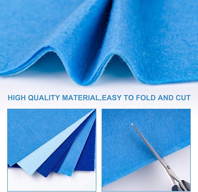 Whaline 18 Pcs Felt Fabric Sheets Assorted Blue Craft Felt Pack