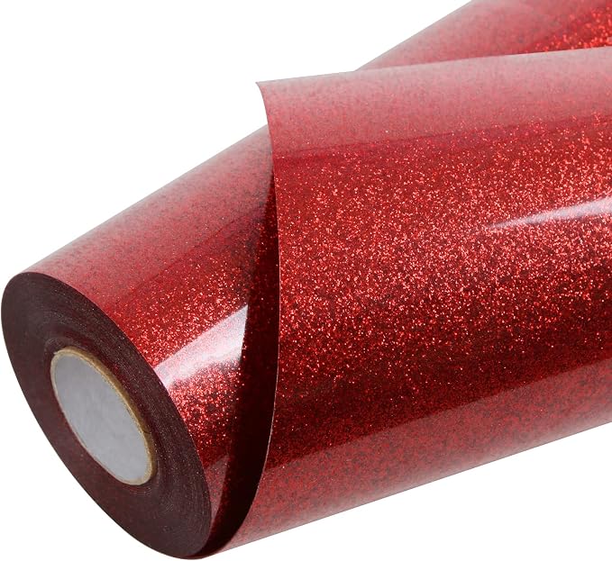 TORC Red Glitter HTV Heat Transfer Vinyl Roll 12 inch x 20 ft Iron on Vinyl
